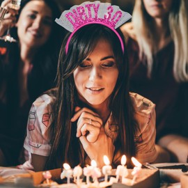 CIEHER 30th Birthday Headband DIRTY 30 Birthday Crown 30th Birthday Decorations for Women - Rose Pink