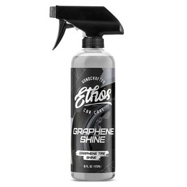 Ethos Graphene Shine - Trim & Tire Shine Spray, High Sheen, Non Greasy, Sling Free Finish! Conditions and Protects Rubber with UV Protection (16 Oz)