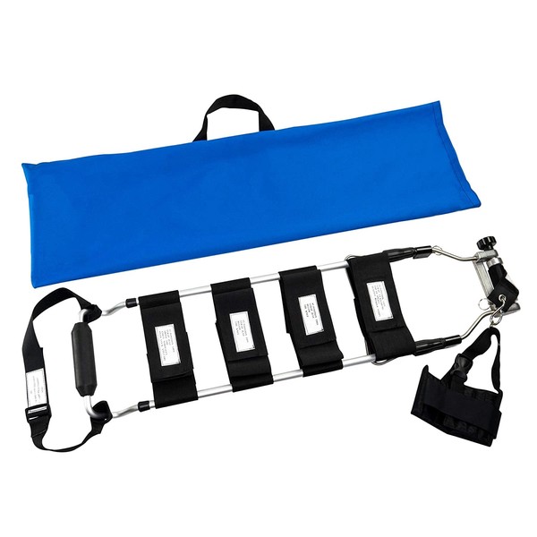 LINE2design Adult Traction Splint 4 Leg Straps - Portable Lightweight Immobilization System First Aid Splint with Carrying Case - Patient Transport Adjustable Ankle Straps to Reduce Pain & Bleeding