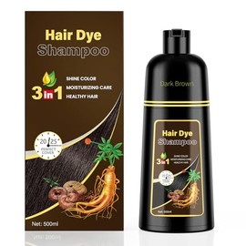 KINGMING- Champú para teñir el cabello castaño oscuro 3 en 1 para cubrir las canas, ingredientes a base de hierbas para hombres y mujeres, 500 ml (D