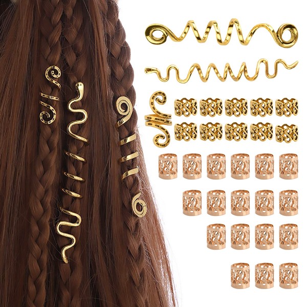 Zsanhua 28 Pieces Spiral Dreadlocks Hair Beads, Dreadlocks Hair Jewellery