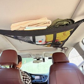 Inside Car Roof Organizer | Triangle Car Roof Storage Bag,Double-Layer Mesh Car Roof Storage Bag, Car Storage Net Pocket for Car, SUV, Van