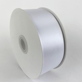 Listón satinado 3.8cm de ancho 45 metros de largo, listón para moños, decoraciones (Blanco)