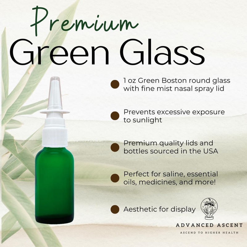 ADVANCED ASCENT Green Glass 1 oz with Nasal Sprayer -