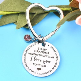 Grandma Gifts for Mothers Day Keychains Gifts from Granddaughter Grandson, Grandma Grandmother Christmas Birthday Gift - I Love You Grandma Keychain