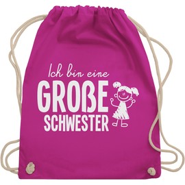 Shirtracer - Gym Bag Backpack - Siblings Brother and Sister - Ich bin eine große Schwester Strichmännchen, 1 Fuchsia