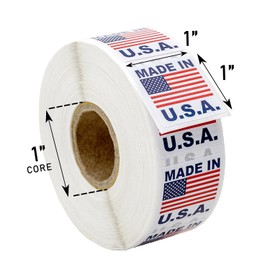Made in USA Pre-Printed Labels Stickers with Permanent Adhesive on 1" Core (1" x 1") 1 Roll / 1,000 Labels per Roll