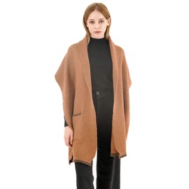 041WIStree Premium Wool Shawl Wrap Winter Warm Scarf with Pockets Luxurious Knit Cardigan Wedding Shawl for Evening Dress (Camel)