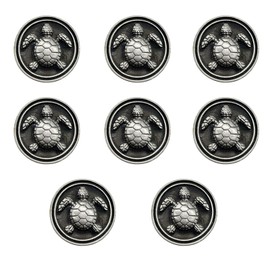 FKLOYP Antique Silver Turtle Cabinet Knobs(Set of 8), Nautical Drawer Pulls Vintage Round Dresser Knobs Coastal Ocean Animal Theme Cabinet Pulls Used for Kitchen/Cupboard/Bathroom/Hardware