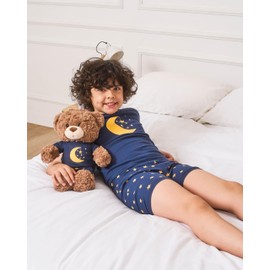Leveret Shorts Matching Doll & Girl Moon & Stars 2 Piece Pajama Set 100% Cotton Size 10 Years