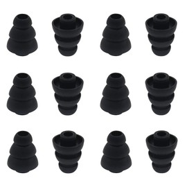 BLLQ 6 Pairs Replacement Triple Flange Conical Ear Tips Earbuds Eartips Silicone Buds for Most in Ear Headphones (Sony Senso Powerbeats etc.) Black [Small Size] (3flange Tips S)