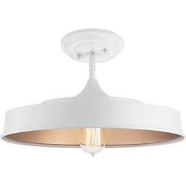 Kichler 52098WH Elias Semi Flush, 1-Light 150 Watts, White
