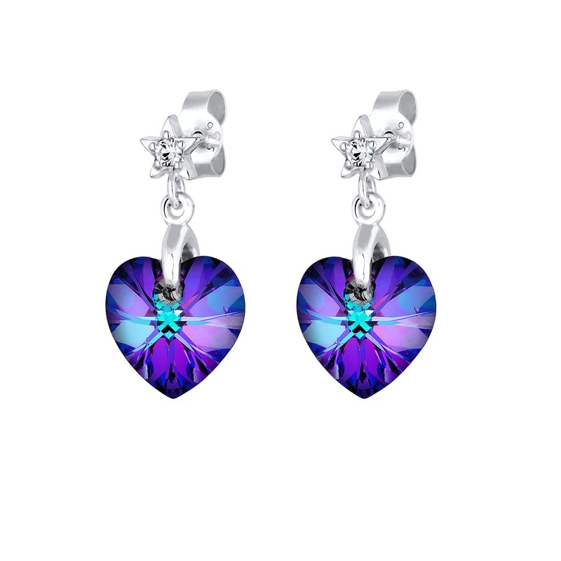 Elli Women's Earrings Heart Star Astro with Crystals, Facet cut,
