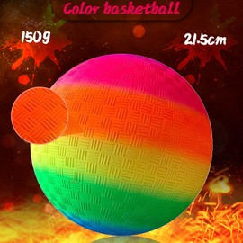 PVC Bouncy Kickball, Pack of 2 PVC Rainbow Ball, Children's Play Ball, Water Ball, Football, Beach Ball, PVC Ball for Indoor Outdoor 8.5 Inch