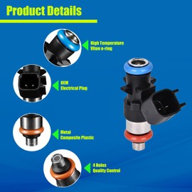 Fuel Injectors FJ1147 4 Holes Fit for Dodge 2011-2020 Grand Caravan 3.6L, for Chrysler 2011-2019 300 3.6L, for Ram 2014-2019 ProMaster 1500 2500 3500 3.6L, for Jeep 2012-2017 Wrangler 3.6L(Set of 6)