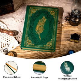 CAGIE Vintage Journal for Women, 320 Pages Hardcover Notebook, A5 College Ruled Journals for Writing (Dark Green, A5)