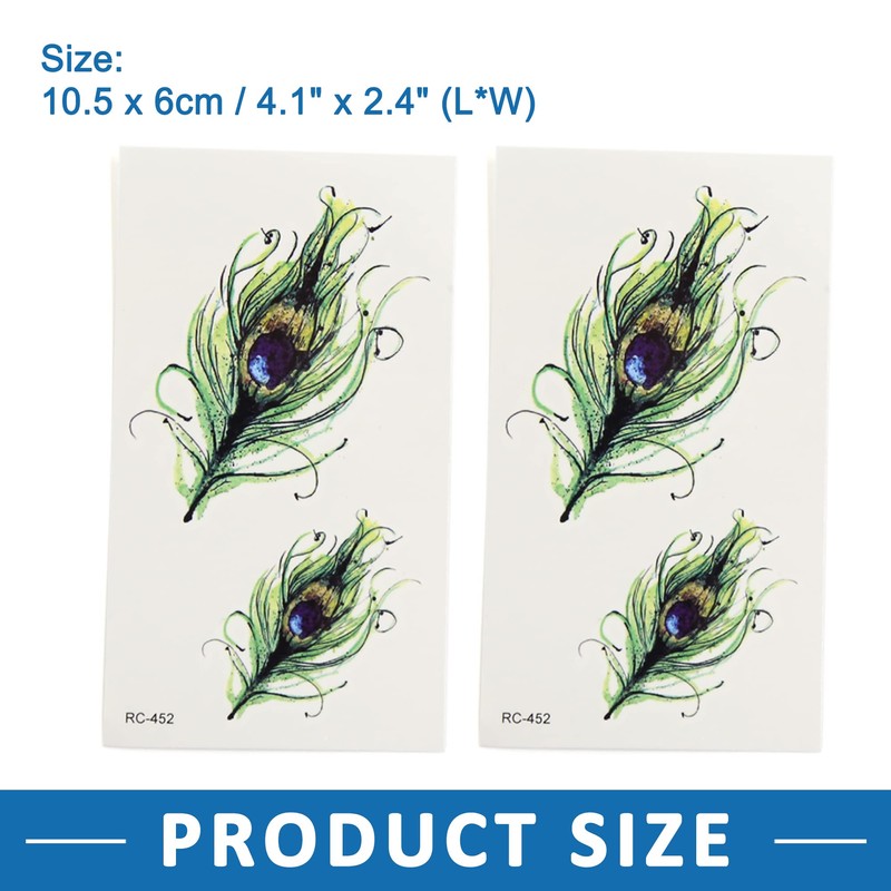 A ABSOPRO Peacock Feathers Pattern Temporary Tattoo Stickers Body Arm