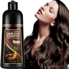Champú para teñir el cabello castaño oscuro para hombres y mujeres, champú para teñir el cabello instantáneo 3 en 1, tinte para cabello gris, champú para canas, fácil de usar en casa, ingredientes
