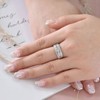 Wuziwen Sterling Silver Round and Baguette Eternity Ring Wedding Band