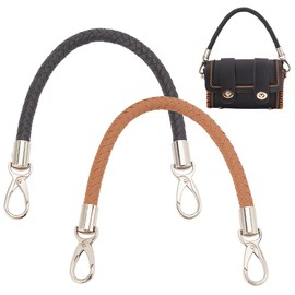 PH PandaHall 2pcs Braided Purse Straps, 2 Colors 16 Inch PU Leather Handbag Handles Short Handbag Strap Replacement Handles with Silver Lobster Clasp for DIY Underarm Bag Shoulder Bag Tote