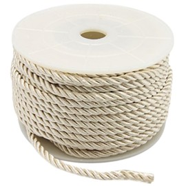 CABODYALS 3 mm Beige Cord Nylon Silk Rope Craft Cord Decorative Braided Honey Decoration Christmas Thread Handfasting Satin Cord Shiny Cord for Crafts Upholstery Curtains Finishing