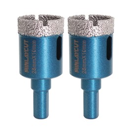 Diamond Tile Drill Bits - MINLAYCUT 1-1/8" 28mm 2PCS Diamond Hole Saw Core Drill Bit with Triangle Shank for Porcelain Tile Ceramic Granite Marble