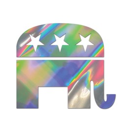 RDW Republican Logo Premium Sticker Decal Oil Slick Rainbow Holographic Metallic Elephant GOP - Oil Slick - 6" W x 5.17" H