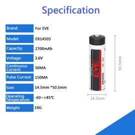 STEPMAX (2 Pack ER14505 3.6V Lithium Battery AA Size 2700mAh Thionyl Chloride Battery (Non-Rechargeable)