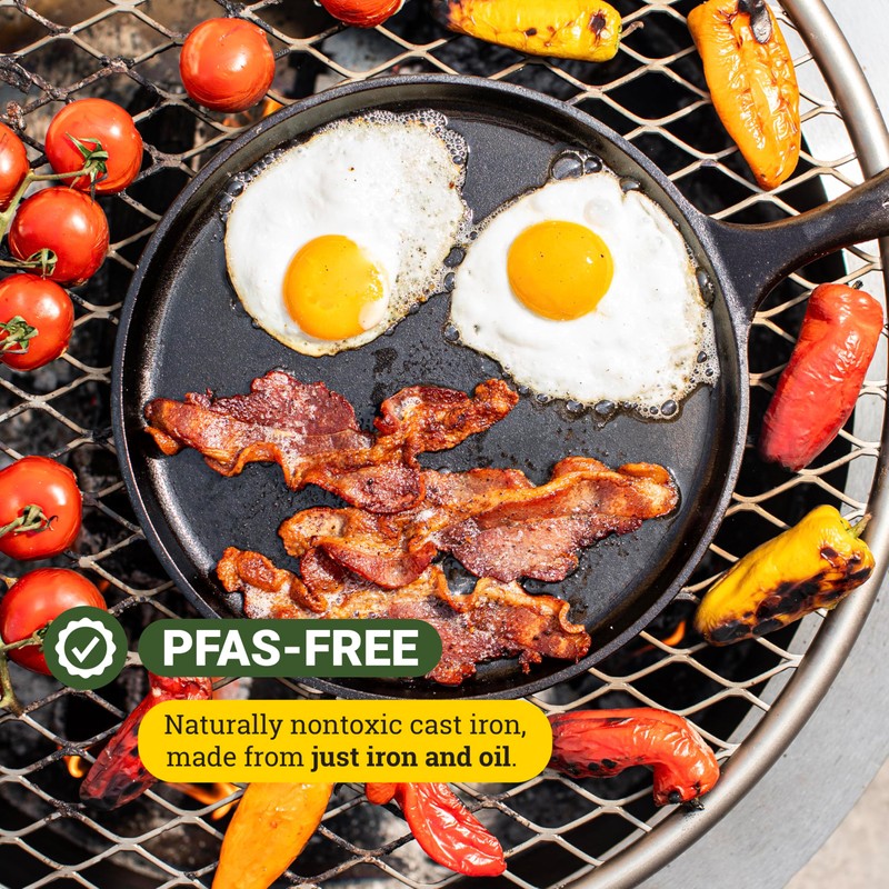 Lodge L9OG3 Cast Iron Round Griddle, Pre-Seasoned, 10.5-inch - Made