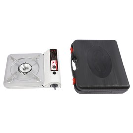 Portable Camping Stove, 3500W Gas Stove with Grill Plate and Portable Case, BBQ Grill Butane Camping Stove Camping Stove Ideal for Outdoor Cooking Camping Road Trip Gathering (White)