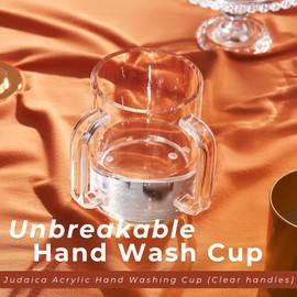 Judaica Acrylic Hand Washing Cup for Netilat Yadayim with Dual Handles - 5" Clear Unbreakable Plastic Negel Vasser Wash Cup for Everyday & Shabbat, Shul, Synagogue & Home (Clear with Clear Handles)