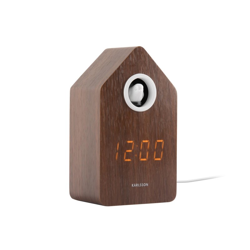 Karlsson Cuckoo 'Alarm' Clock LED - Dark Wood (KA6061DW)
