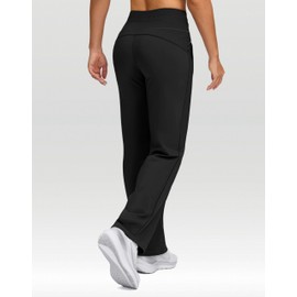 SANTINY Women's Fleece Lined Pants 29" Winter Warm Sweatpants Water Resistant Snow Ski Hiking Pants with Zipper Pockets (Black_L)