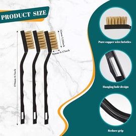 12 Pcs Mini Brass Brush Set, Brass Scratch Brush with Curved Handle, Cleaning Weld Slag and Rust