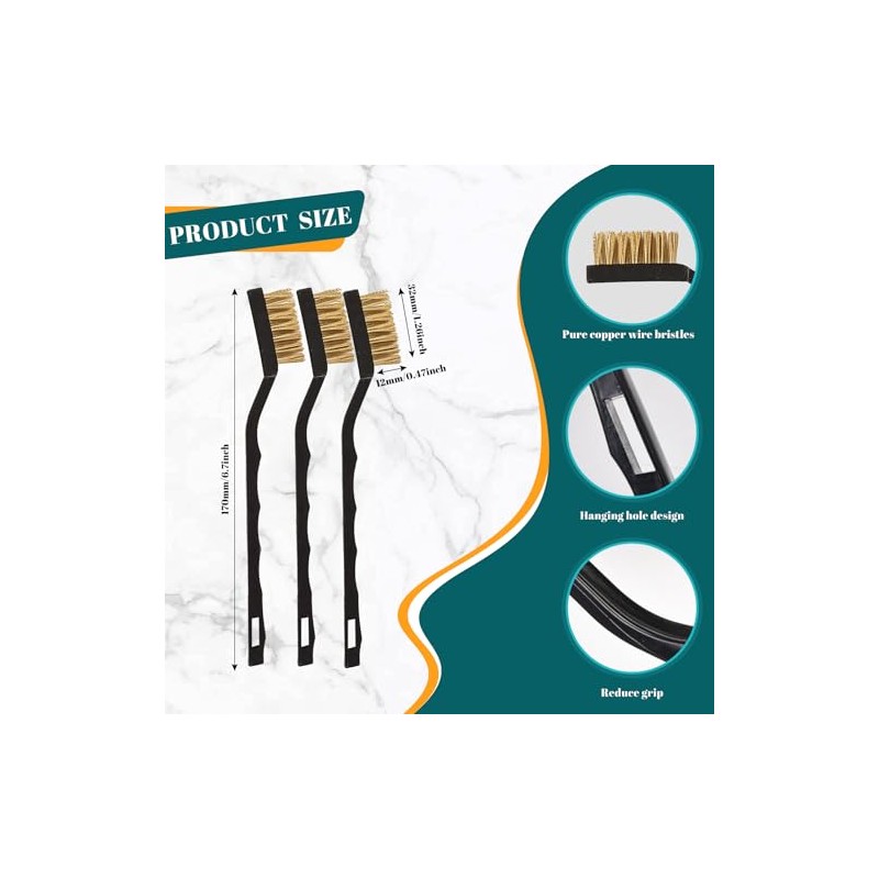 12 Pcs Mini Brass Brush Set, Brass Scratch Brush with