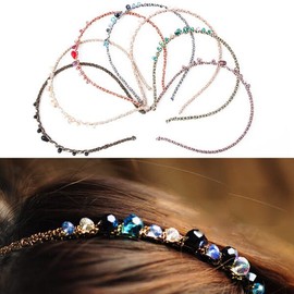 Beaded gemstone jewelry (Crystal headband Type A) hair tie hairband hair tie accessory / 구슬 보석 쥬얼리 (크리스탈 머리띠 A타입) 머리끈 헤어밴드 헤어끈 악세사리