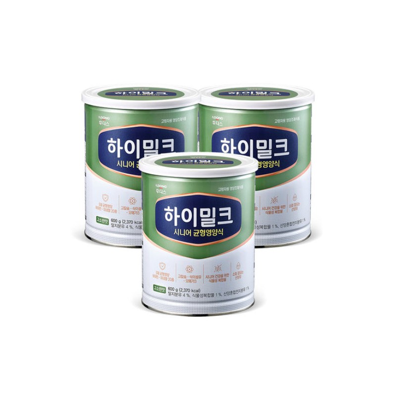 Ildong Hudis 일동후디스 하이밀크 시니어 균형영양식 600g3캔 Ildong Foodis High