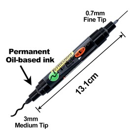 TRANSON 2 Black and 2 White Dual-tip Permanent Paint Markers Oil Based Waterproof