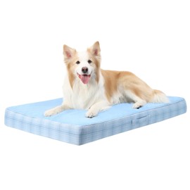 MIHIKK Washable Orthopedic Dog Bed for Large Dogs, L Waterproof Pet Bed with Egg Crate Foam Strong Support, Machine Washable Cover & Anti-Slip Bottom & Durable Zipper 35x22(Blue)