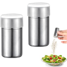 2 Stück Mini Salzstreuer, Portable Salz und Pfefferstreuer, Klein Gewürzglas, Mini Gewürzstreuer, Edelstahl Mini Salzstreuer, für Camping zu Hause Arbeit Restaurant BBQ