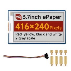 3.7 Inch E-Paper Display Module (G), E-Ink Screen 416 x 240, Red/Yellow/Black/White, SPI Interface, Low Power, for Raspberry Pi, AR-duino, Jetson Nano, 40PIN GPIO Compatible