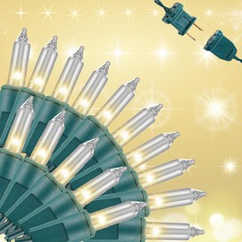 Christmas Lights Clear Mini Green Wire 200 Counts 53FT Lights - UL Listed Connectable String Lights for Indoor and Outdoor Use for Xmas Trees Wreath Holiday Garden Decorations