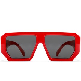 cydays Women Thick Frame Sunglasses Trendy Design Uv 400 Protection Sunglasses for Driving Golf Fishing 1019, Red, Medium