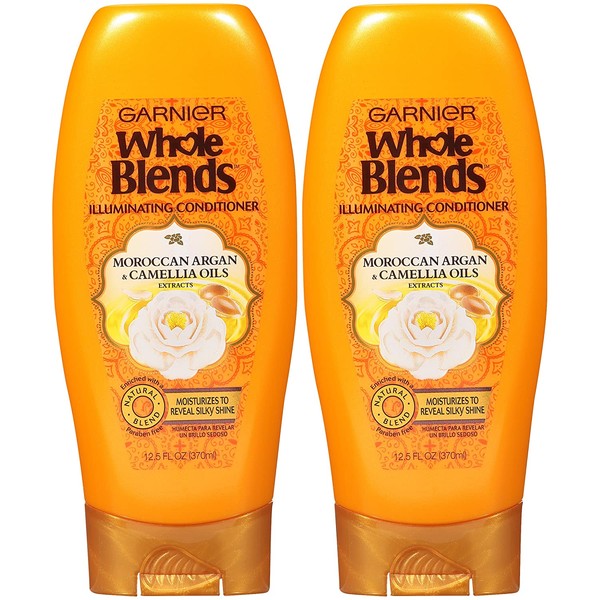 Garnier Whole Blends Illuminating Conditioner Moroccan Argan and Camellia Oils Extracts, 12.5 Fl Oz (Pack of 2)