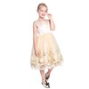 Sunny Fashion Girls Dress Champagne Embroidered Flower Elegant Wedding Size 8