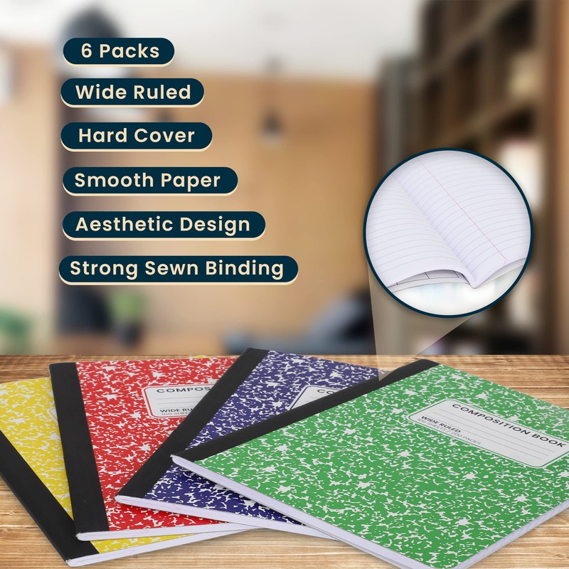 Wide Ruled Notebook, Composition Notebooks Wide Ruled Composition Book, Wide