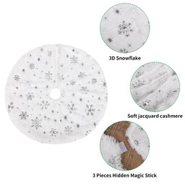 Christmas Tree Skirt White Faux Fur Christmas Tree Skirt Star Xmas Tree Skirt Base Cover for Holiday Home Christmas Decorations 40cm/15.75in (silvery)
