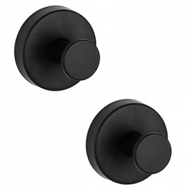 2PCS Bathroom Towel Hooks, Wall Mounted Coad Robe Clothes Hook, Stainless Steel Heavy Duty Hanger for Home Bedroom Kitchen (Black)