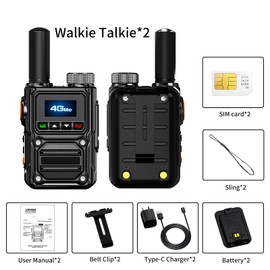 Walkie Talkies Long Range for Adult, Rapid Portable Radios Unlimited Range ationwide PTT Handheld PoC Two Way Radio for Logistics, Team and Family(2Units with SIM)