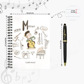 Music Piano Melody Theme Stationery Gift Box Set,Piano Musical Wirebound Journal Writing Notebook with Treble Clef Design Roller Ball Pen for Office School Student Teacher Gift (Instruments Style)